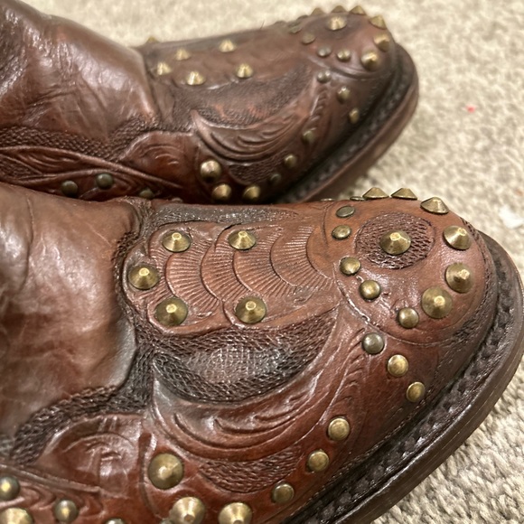 Ash Kendra Brown Leather Studded Calf Leather Western Style Booties Size 36 - Picture 3 of 7